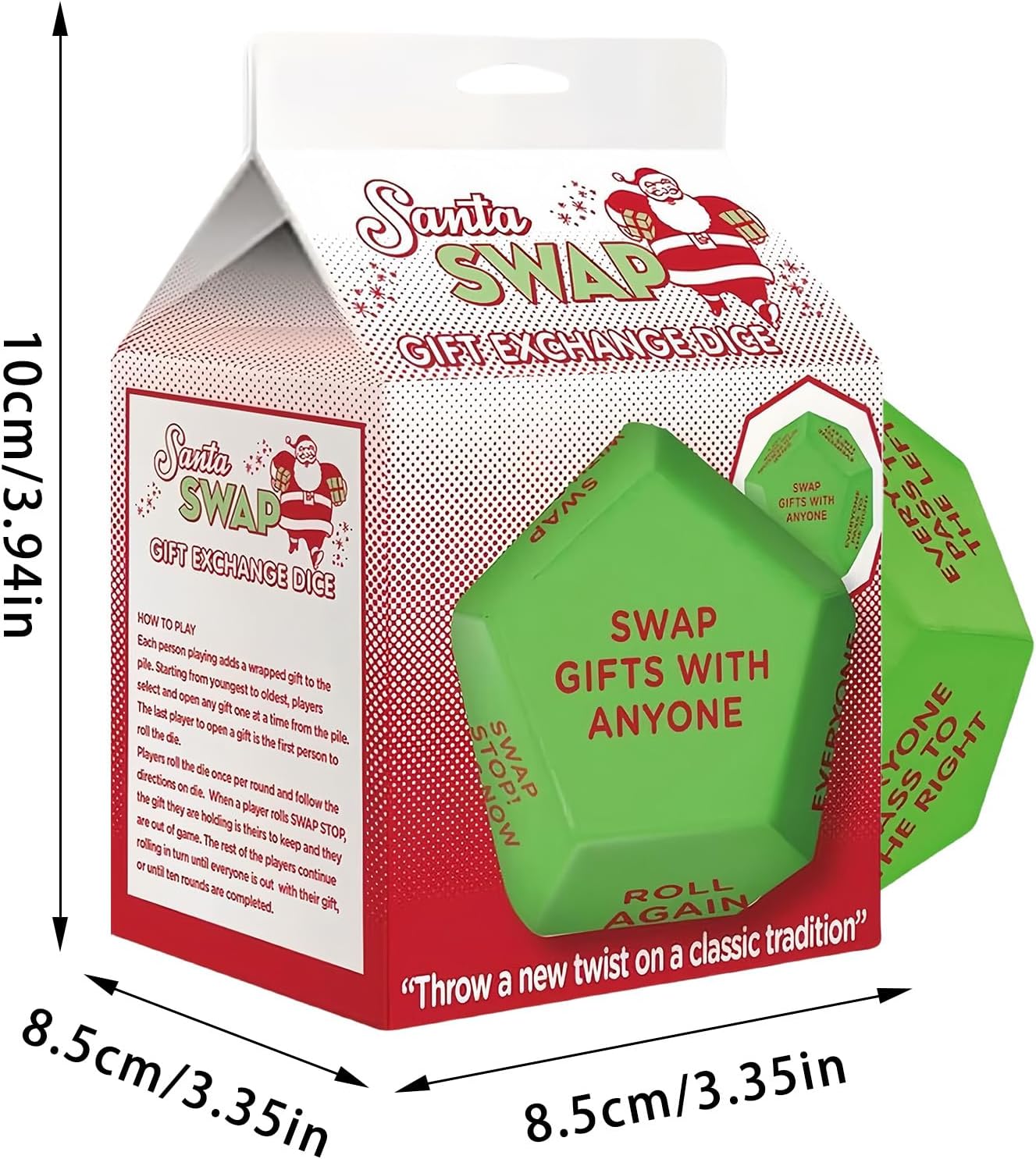 Santa Swap Gift Exchange Dice, 3 * 3in Exchange Gifts Dice Family Game, Christmas Party Gift Exchange Dice Game for Boys and Girls