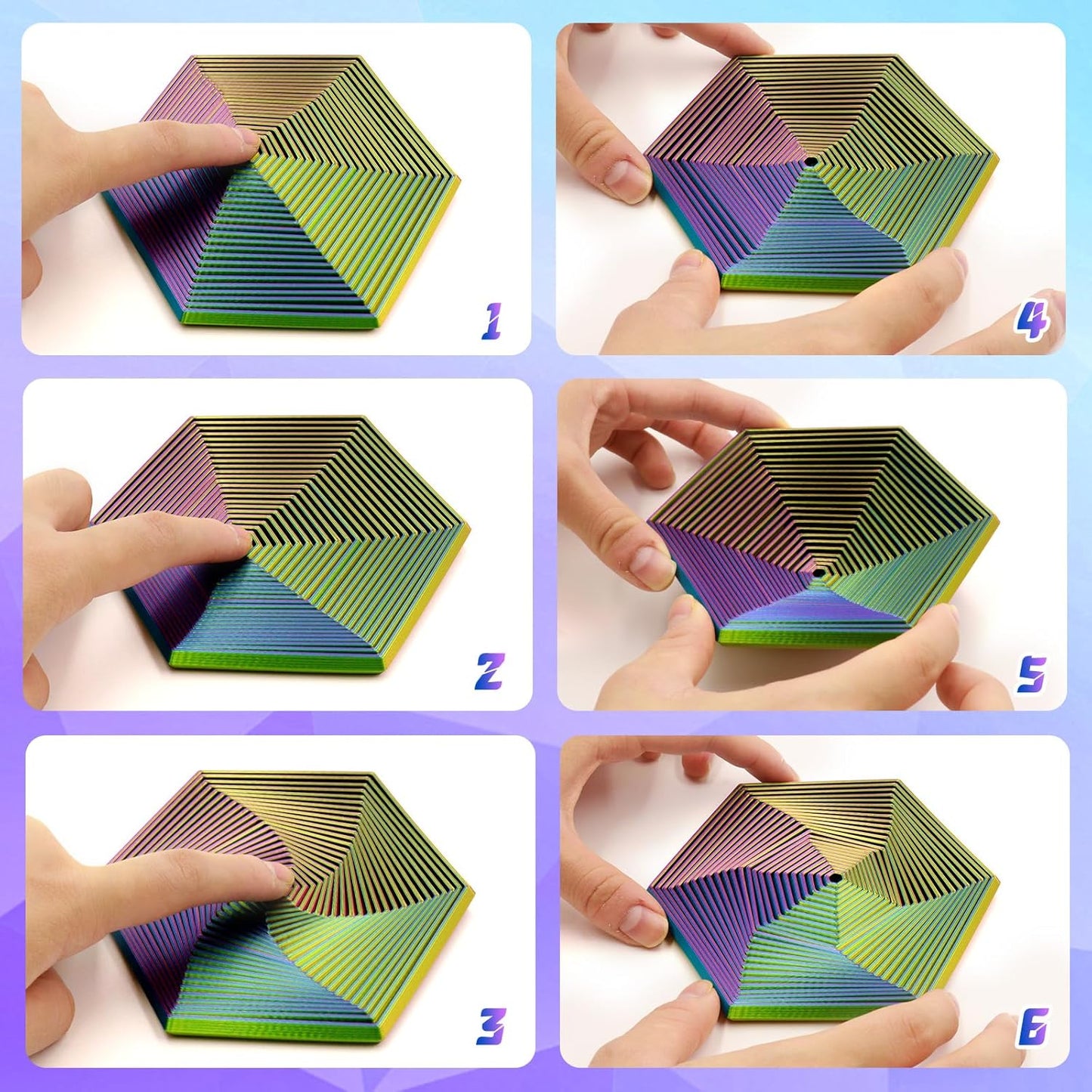 Fractal Fidget Hexagon Toys Kinetic Desk Spinning, Cube Fidget Toy, Used for Anxiety Disorder ADHD