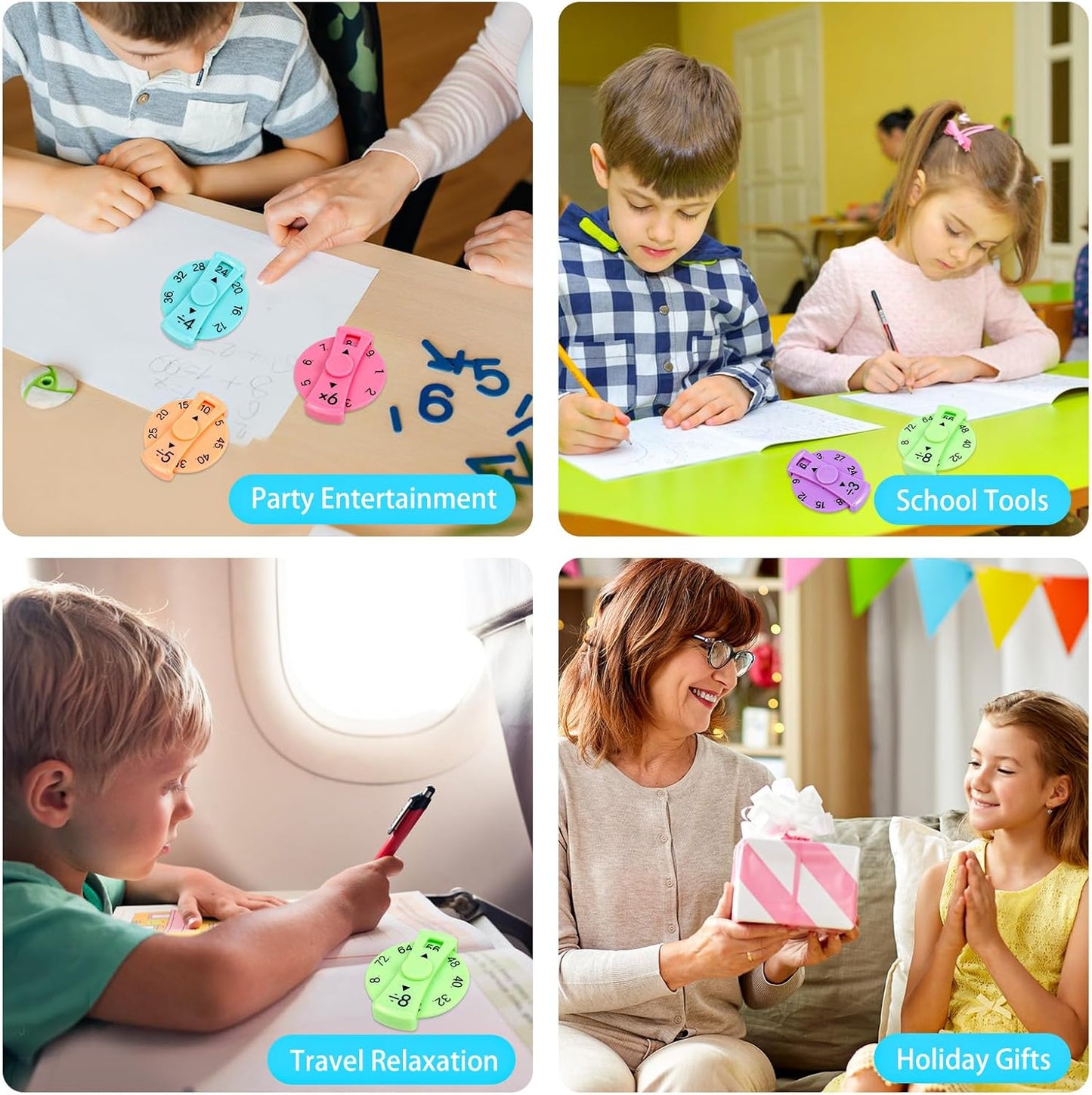9 Pcs Math Fidget Spinners, Math Fidget Toy for Kids, Learn Multiplication and Division with The Math Spinners