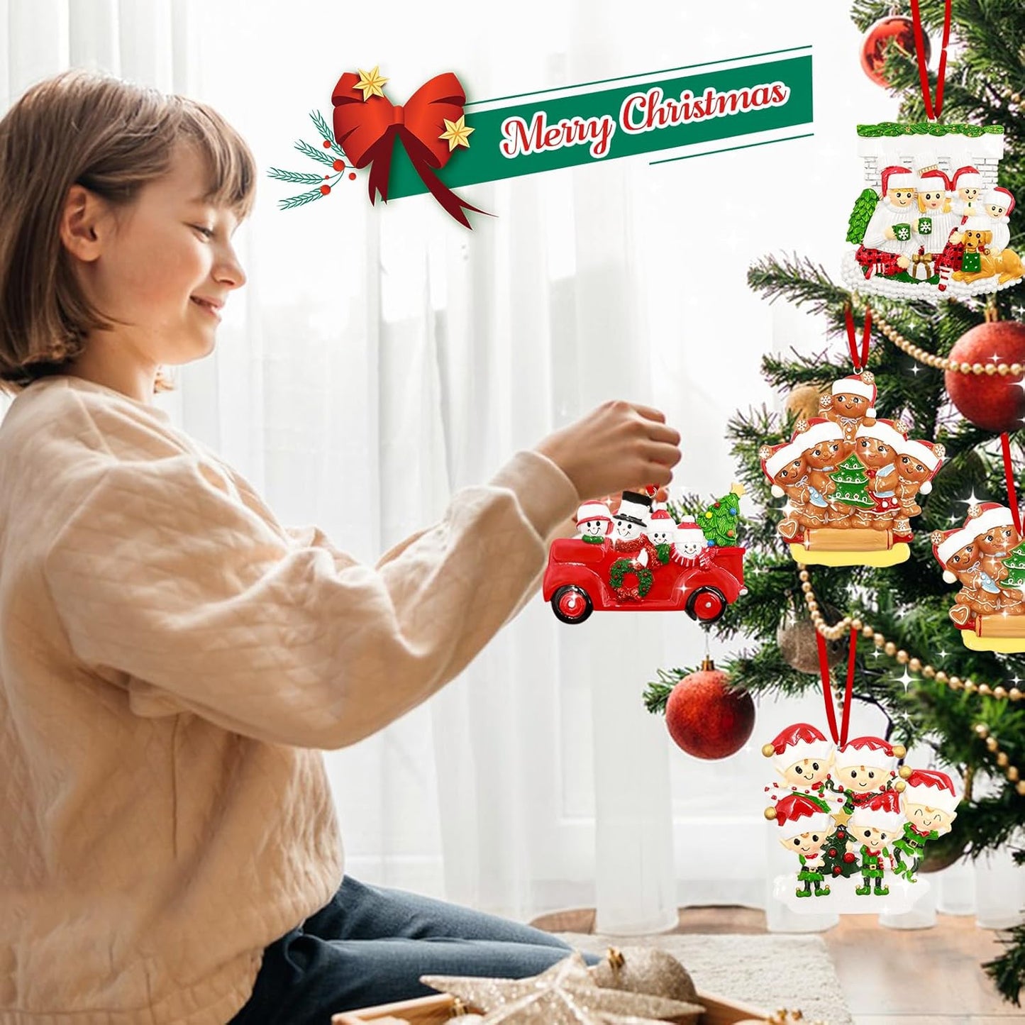 Personalized Christmas Ornaments 2024 Family of 4 Names Christmas Ornaments Custom Christmas Ornaments