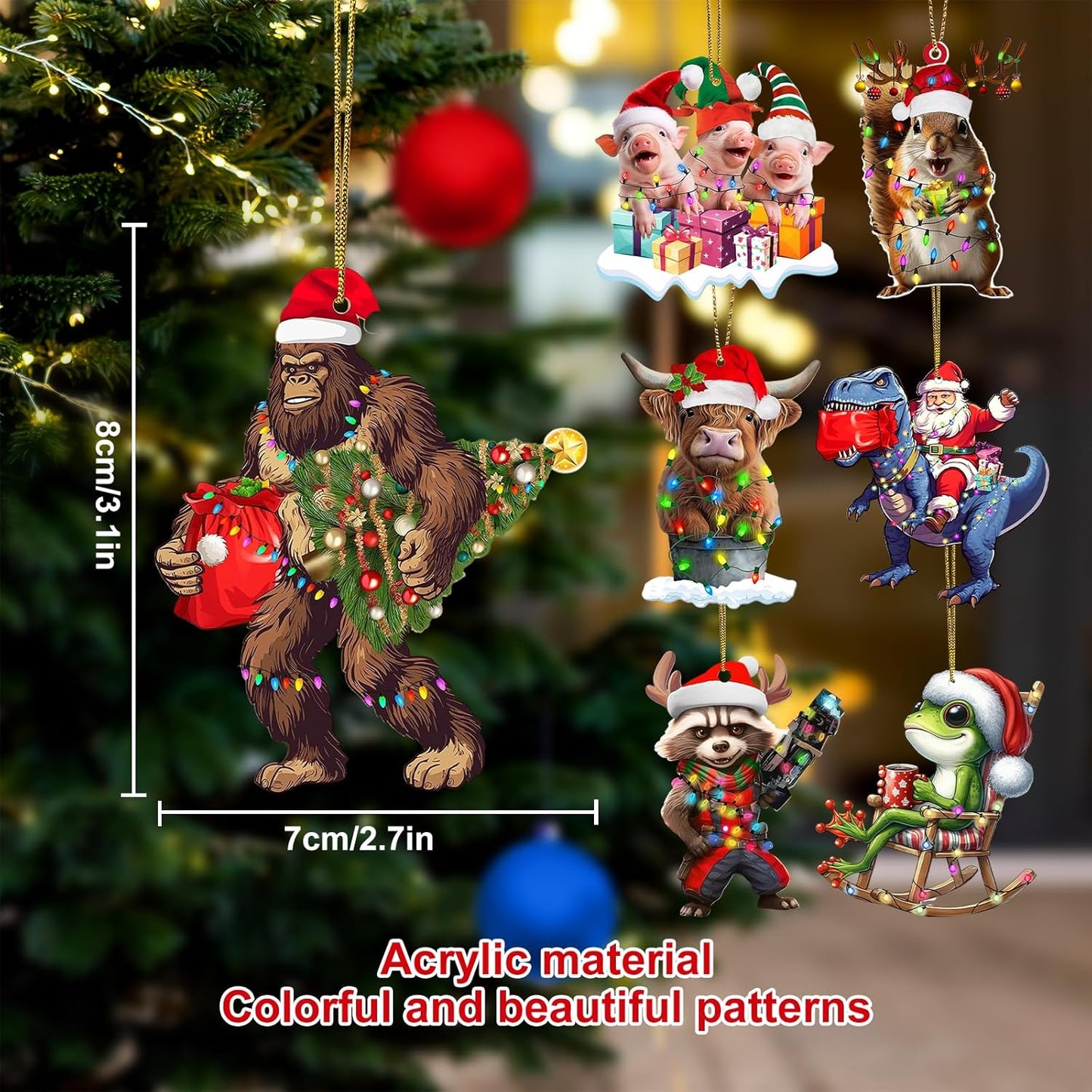 Vibrant Gorilla Animal 2 Side Printed Flat Christmas Tree Decorations, Keepsake Acrylic Ornament