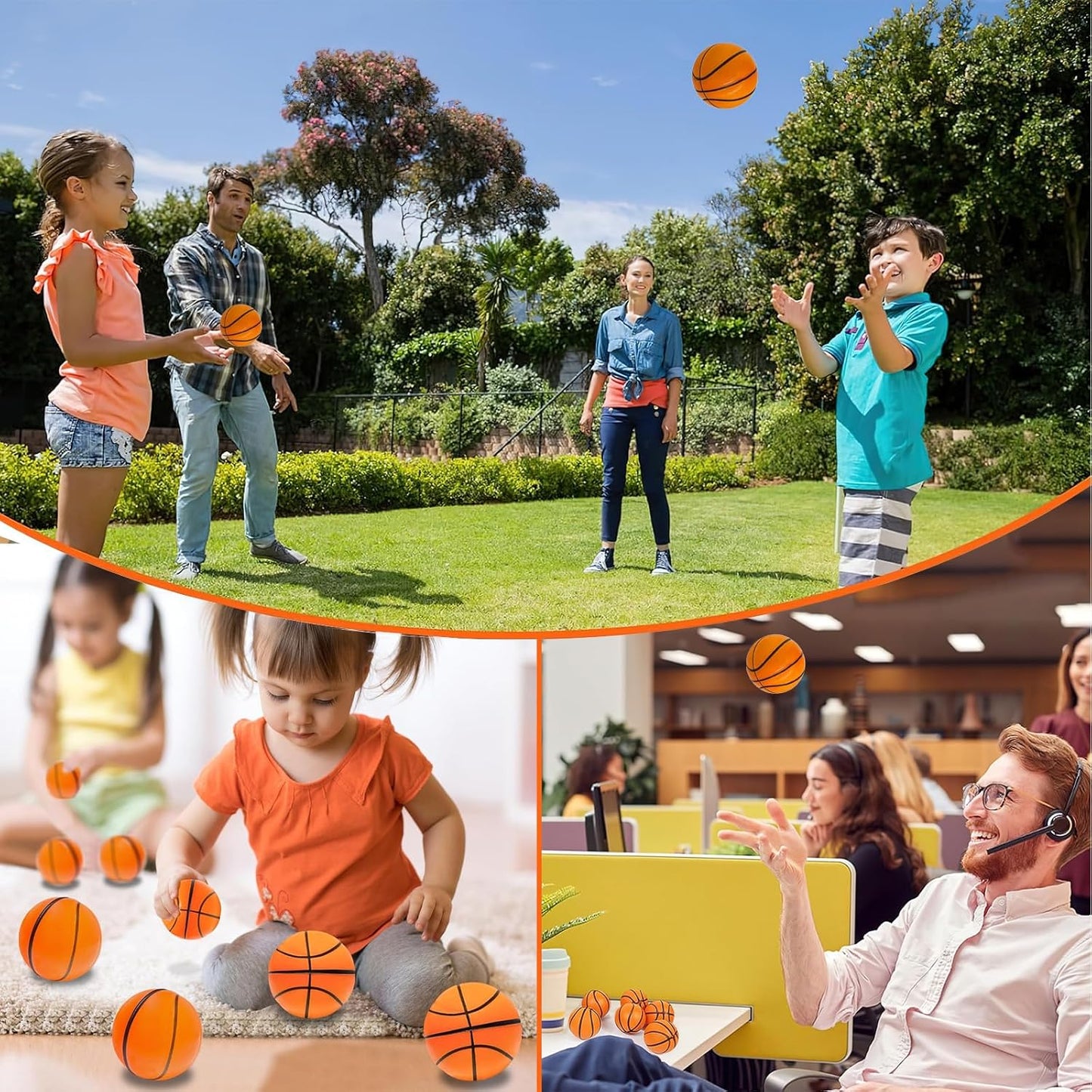 12 Pack Mini Basketball Stress Balls for Kids, 2.3 Inch Soft Foam Basketballs for Kids Small Squeeze Sport Balls