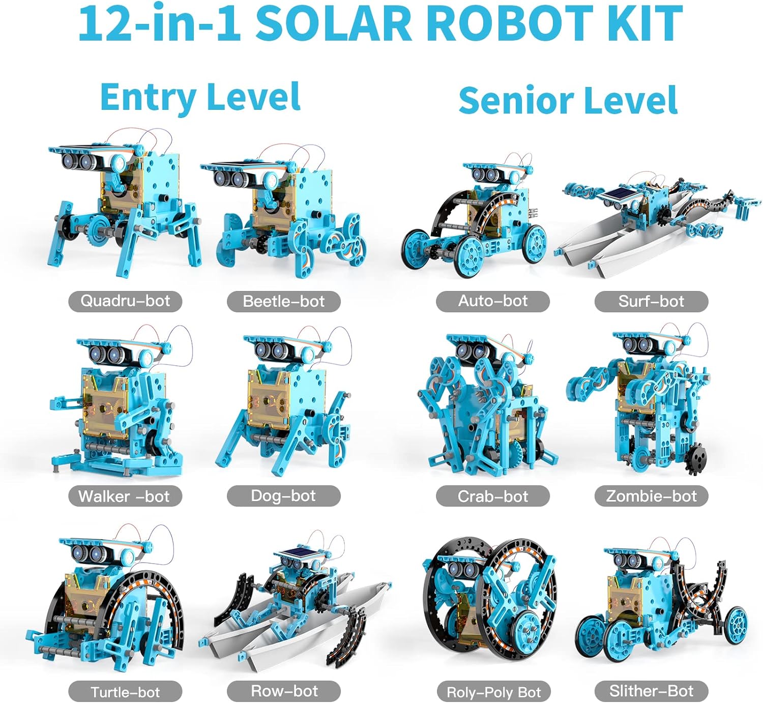 Lucky Doug 12-in-1 STEM Solar Robot Kit Toys Gifts, Educational Building Science Experiment Set