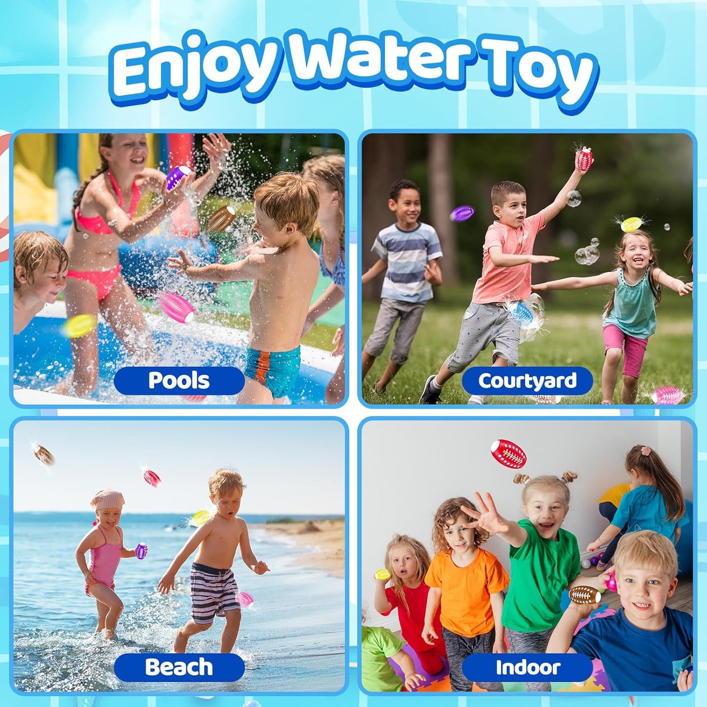 6 Pcs Reusable Water Balloons, Refillable Water Bomb Sponge Water Balls