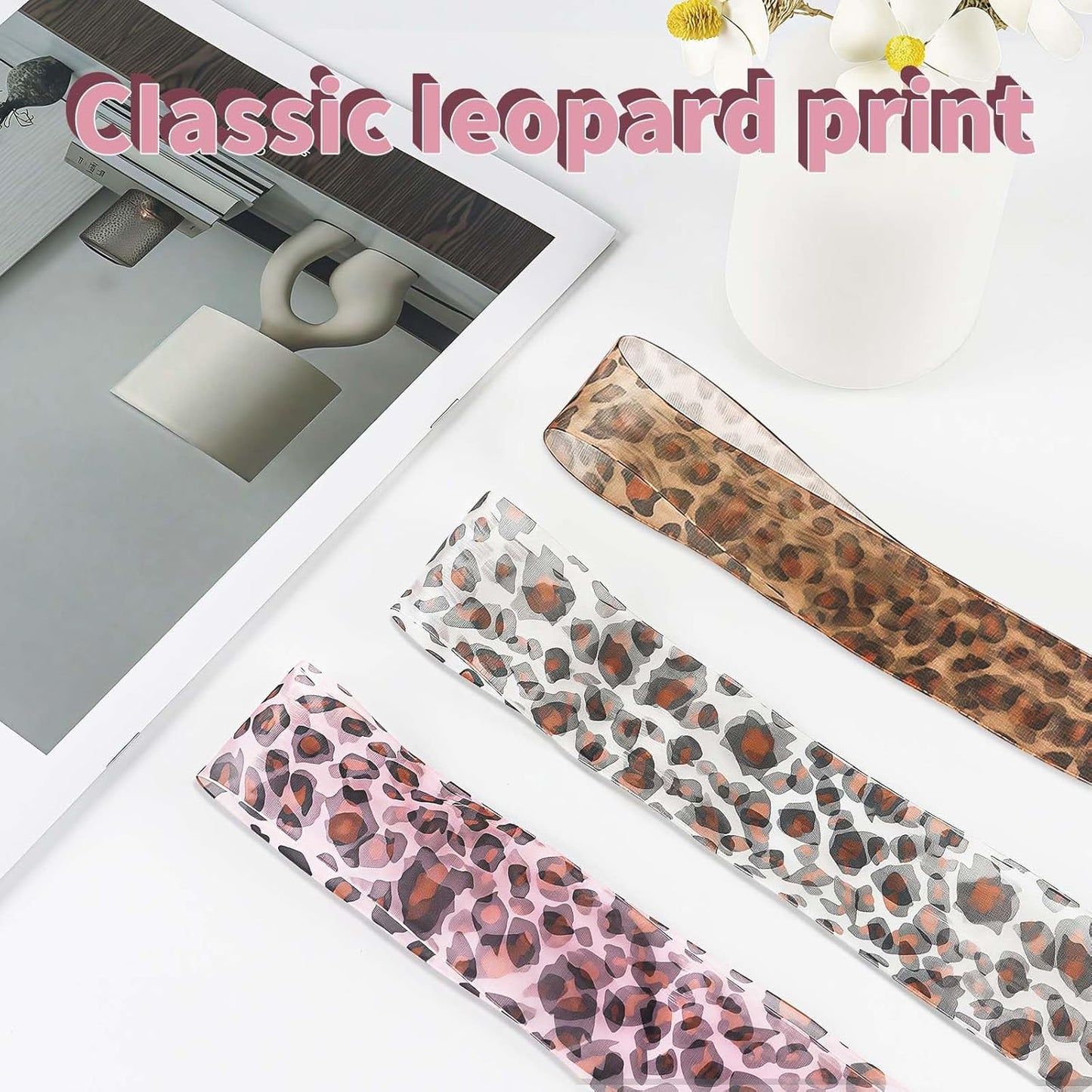 3 Pair Fashion Leopard Shoe Laces for Womens Sneakers, 4CM Wide Ribbon Shoelaces