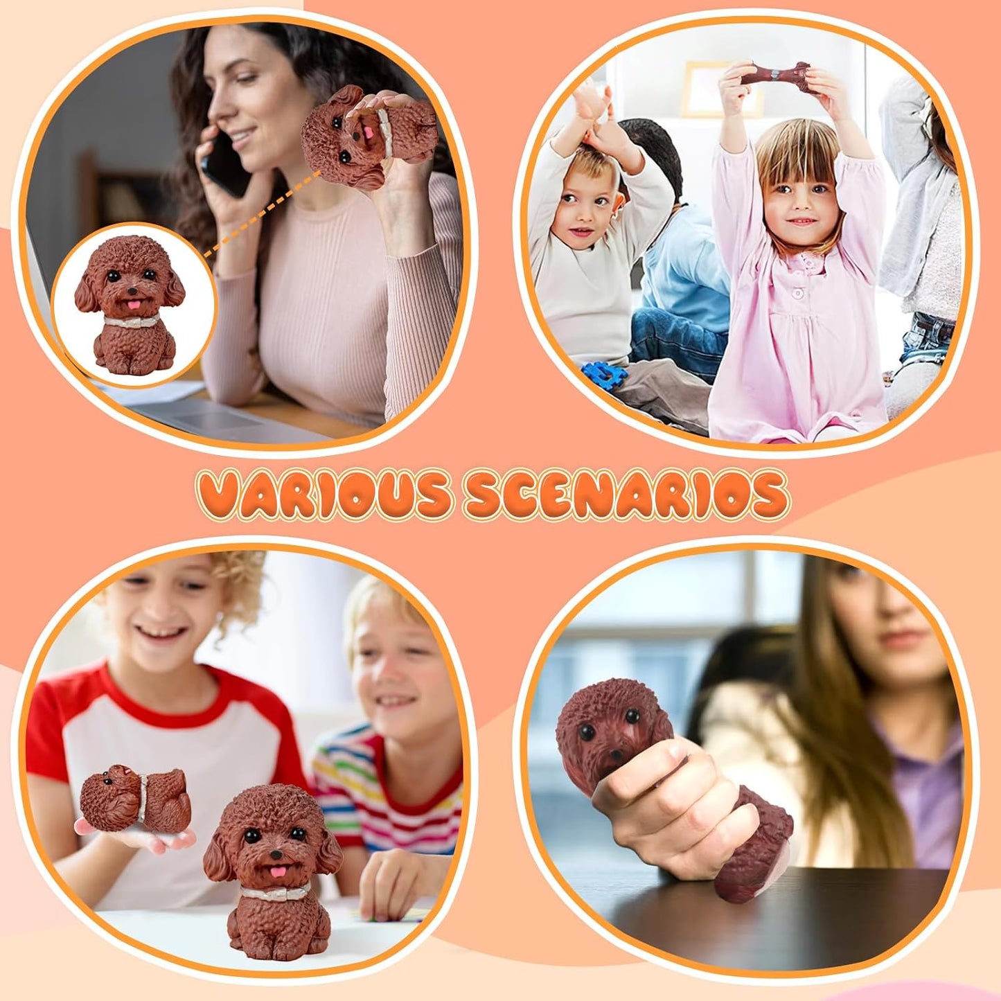Teddy Stress Balls Fidget Toys for Kids Adults, Cute Squishies Dog Sensory Toys for Kids with Autism