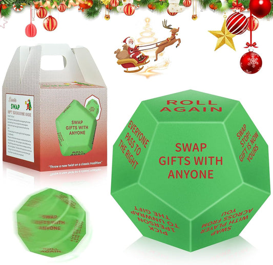 Santa Swap Gift Exchange Dice, 3*3in Exchange Gifts Family Game, Christmas Stockings Gift Exchange Dice Games