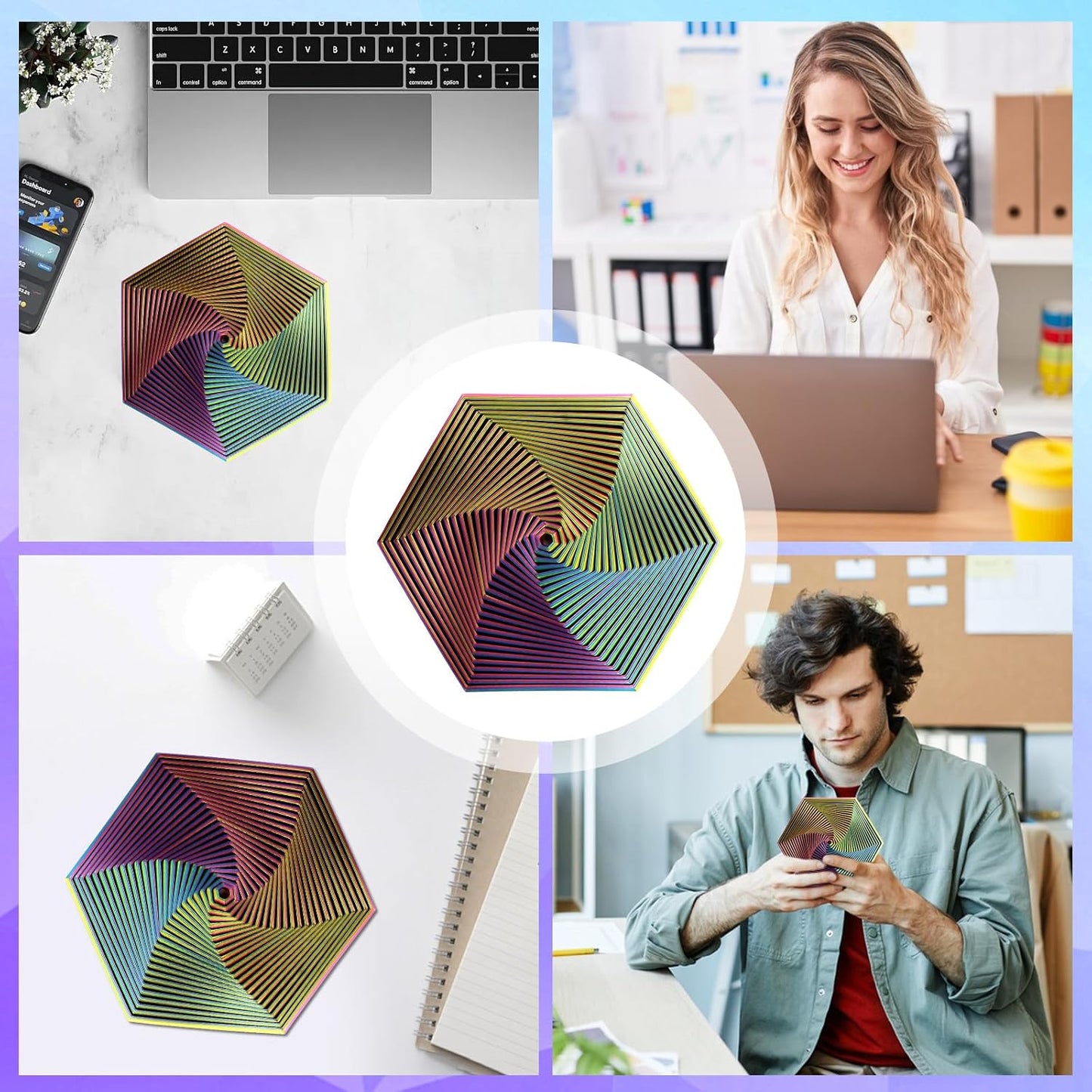 Fractal Fidget Hexagon Toys Kinetic Desk Spinning, Cube Fidget Toy, Used for Anxiety Disorder ADHD