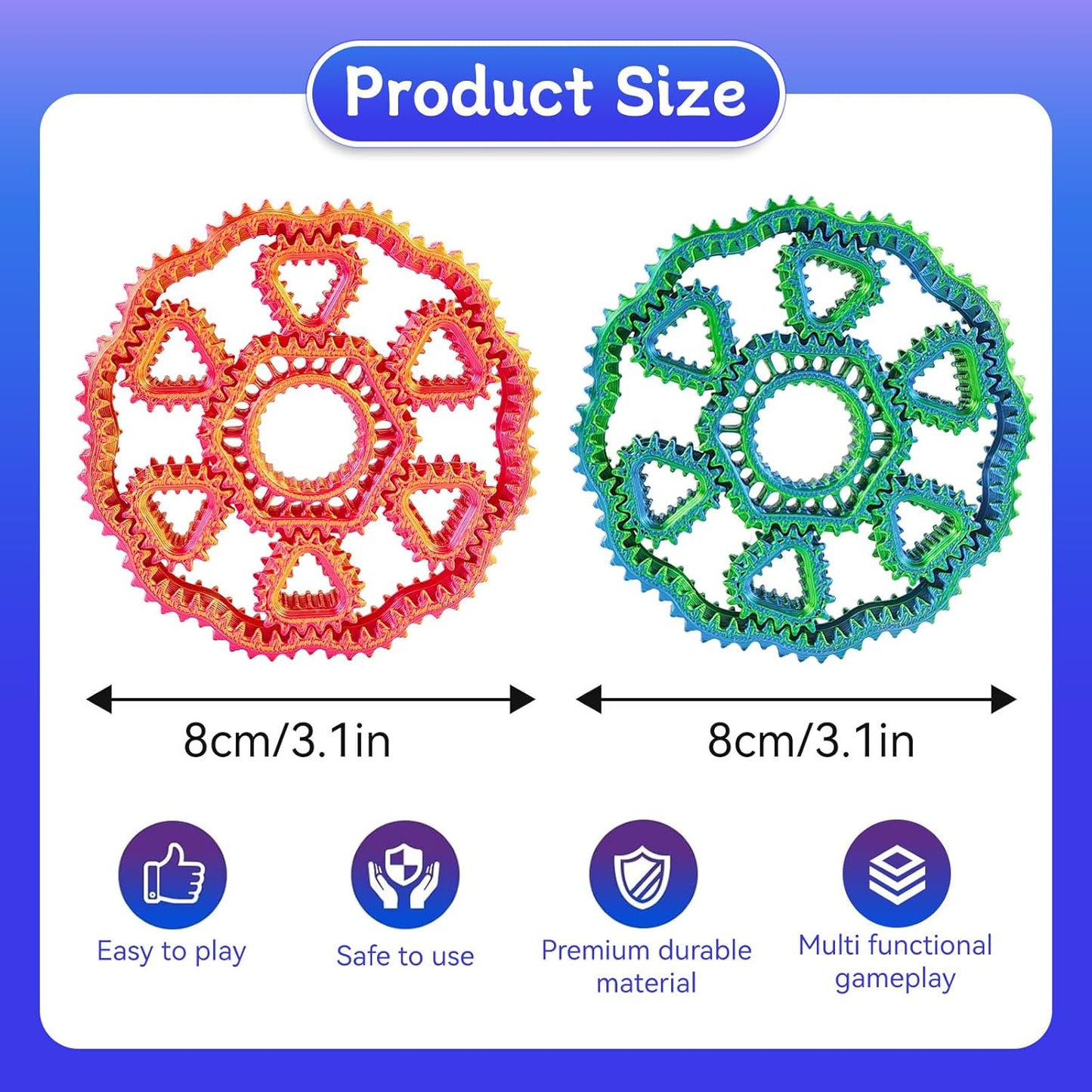 2pc Fidget Spinners, 3D Printed Fidget Ring Toys, Magic Pizza Fidget Toys, Gyroscope Toy, Party Favors