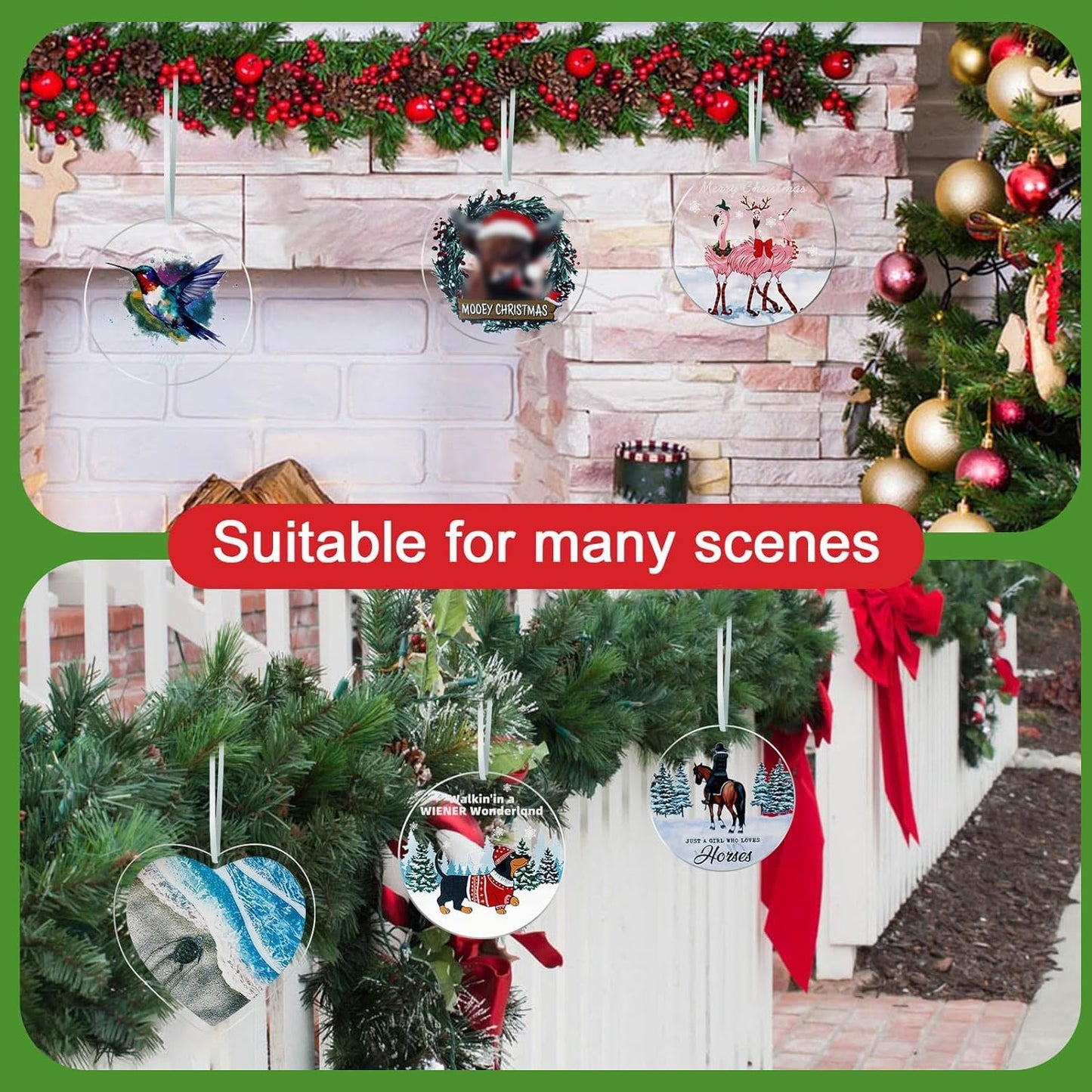 Christmas Tree Ornaments - Sea Turtle Christmas Ornaments 2024, Acrylic Christmas Hanging Ornaments Ocean Turtle Pendant Decorations for Christmas Tree, Beach Christmas Ornaments for Home Decor (Sea)
