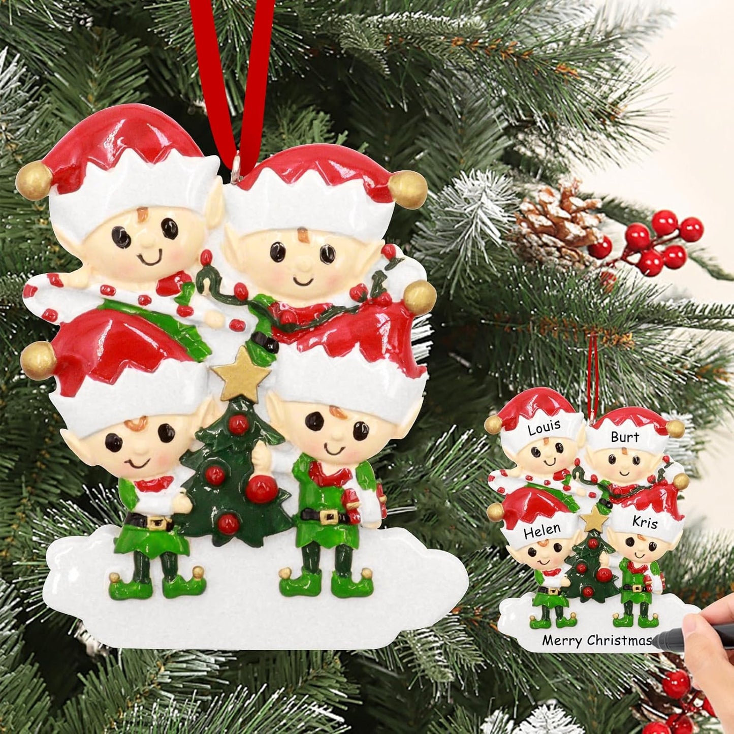 Personalized Christmas Ornaments 2024 Family of 4 Names Christmas Ornaments Custom Christmas Ornaments