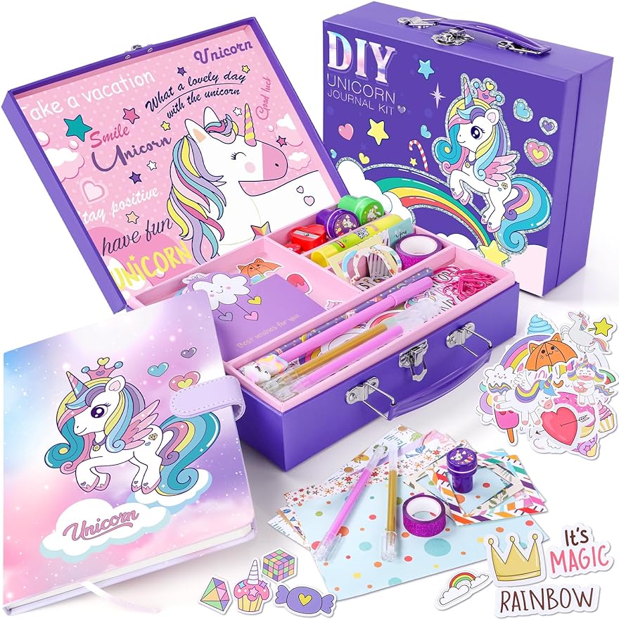 Unicorn Journal Set for Girls Toys Journaling Scrapbook Kit Diary Toys