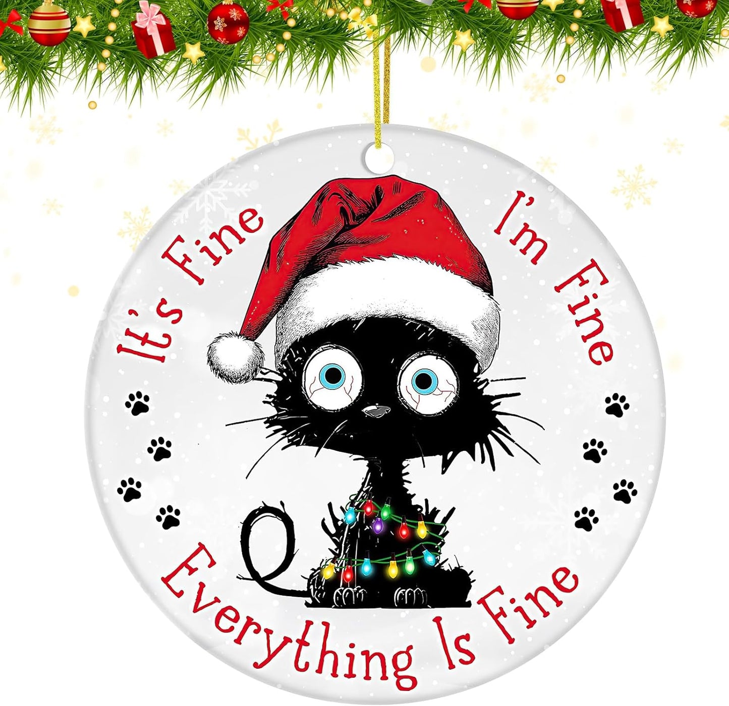 Christmas Ornaments 2024, Black Cat Christmas Decorations, Cute Screaming Cat Christmas Tree Hanging Ornaments, Acrylic 2 Side Printed Christmas Decor, Personalized Christmas Stockings for Cat Lovers