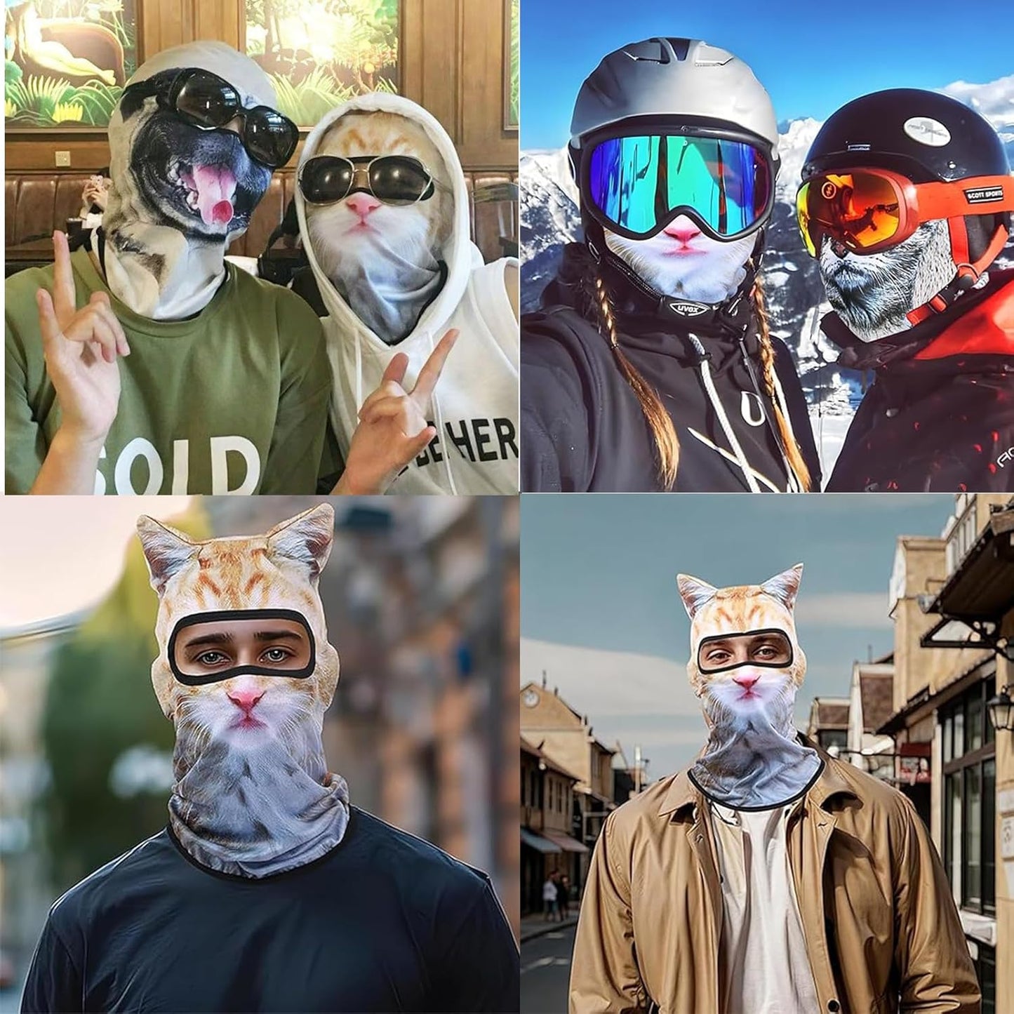 3D Cat Ski Balaclava Sheisty Face Mask, Cat Mask with Ears for Music Festivals, Raves Ski Halloween Party Outdoor Activities Cats Style