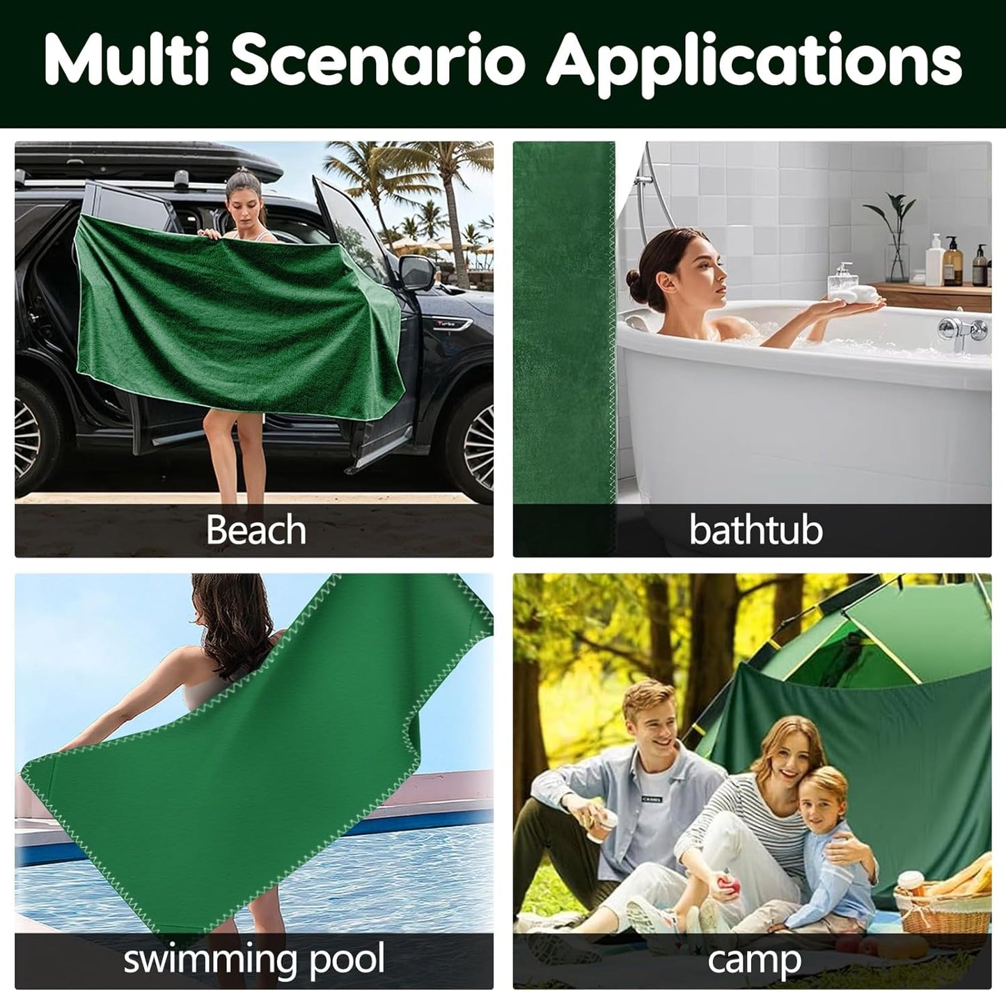 Outdoor Magnetic Beach Towel, 27x66 Inches Bath Towel, Quick Dry Beach Towels for Swimming Camping Beach