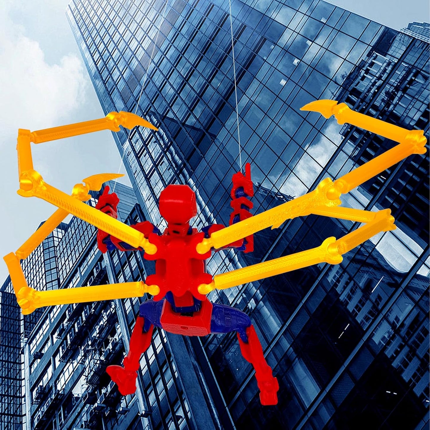 (Assembly Completed) Action Figure, 3D Printed Robot Action Figure Spider Guy Multi-Jointed Movable with Changeable Claws and Hands, Super Hero Action Figures for Boys Desktop Decorations
