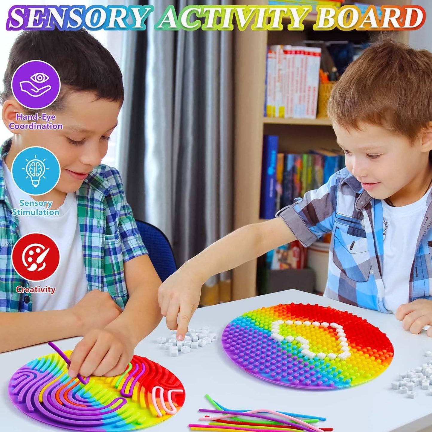 Sensory Activity Board - Round Silicone Fidget Toys Adults Fidgets, Sensory Toys for Kids with Autism