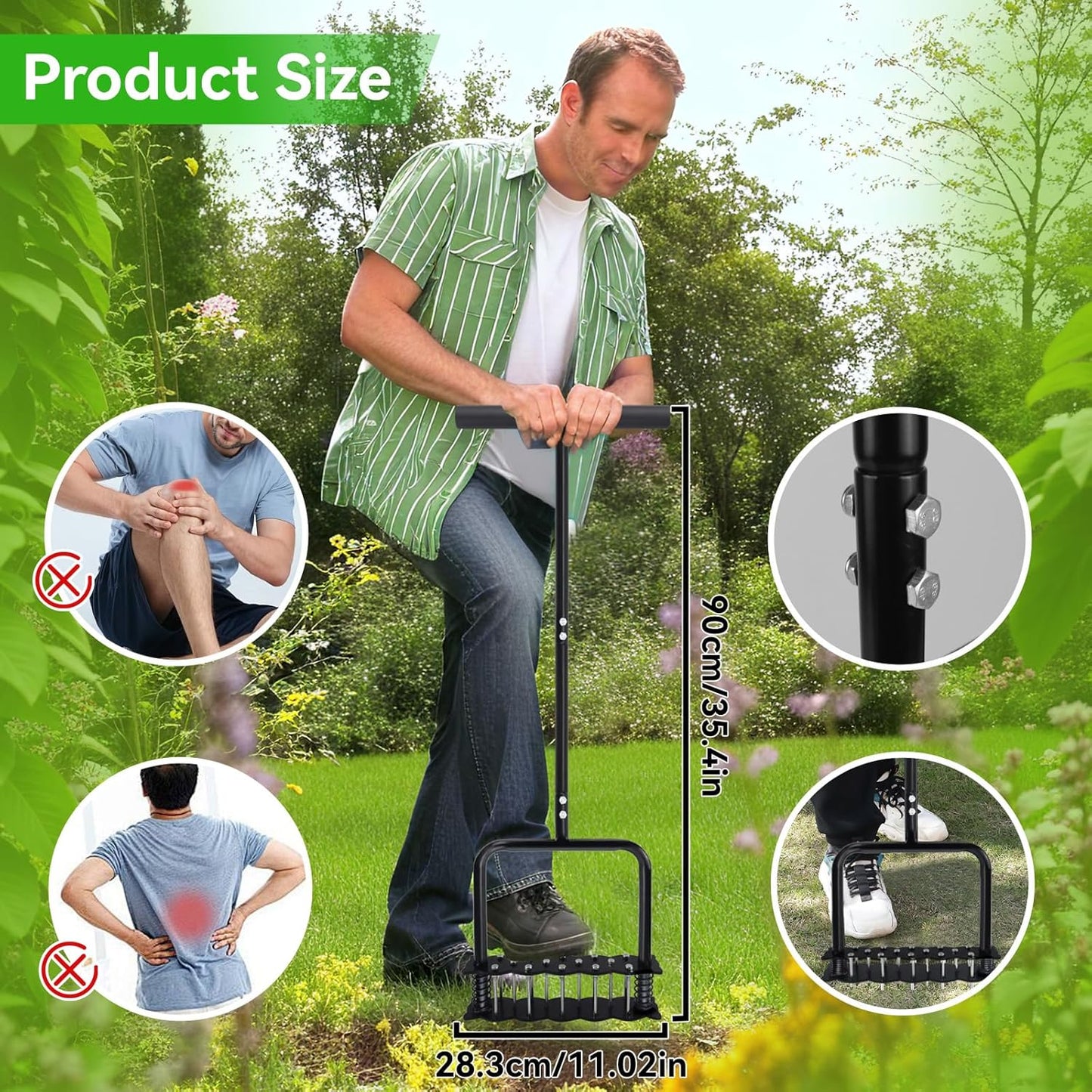 Hand Aerator Lawn Tool, Lawn Aerator Tool for Manual Weeding, Pre-Assembled Lawn Aerator Tool