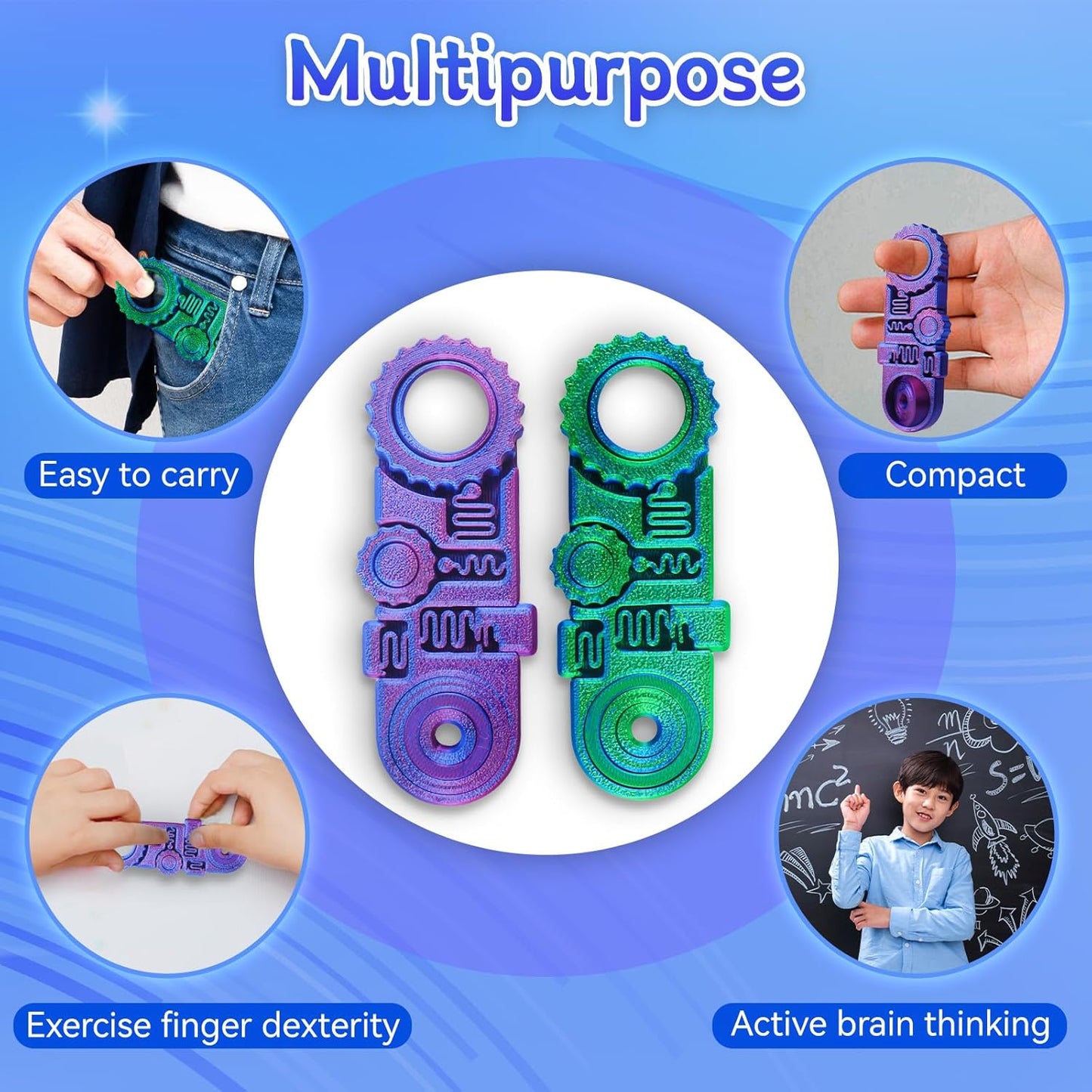 2025 New 3D Printed Fidget Ring Toys, 5-in-1 3D Printed Gear Ball Stress Sensory, Mindful Meditation Gear Toys