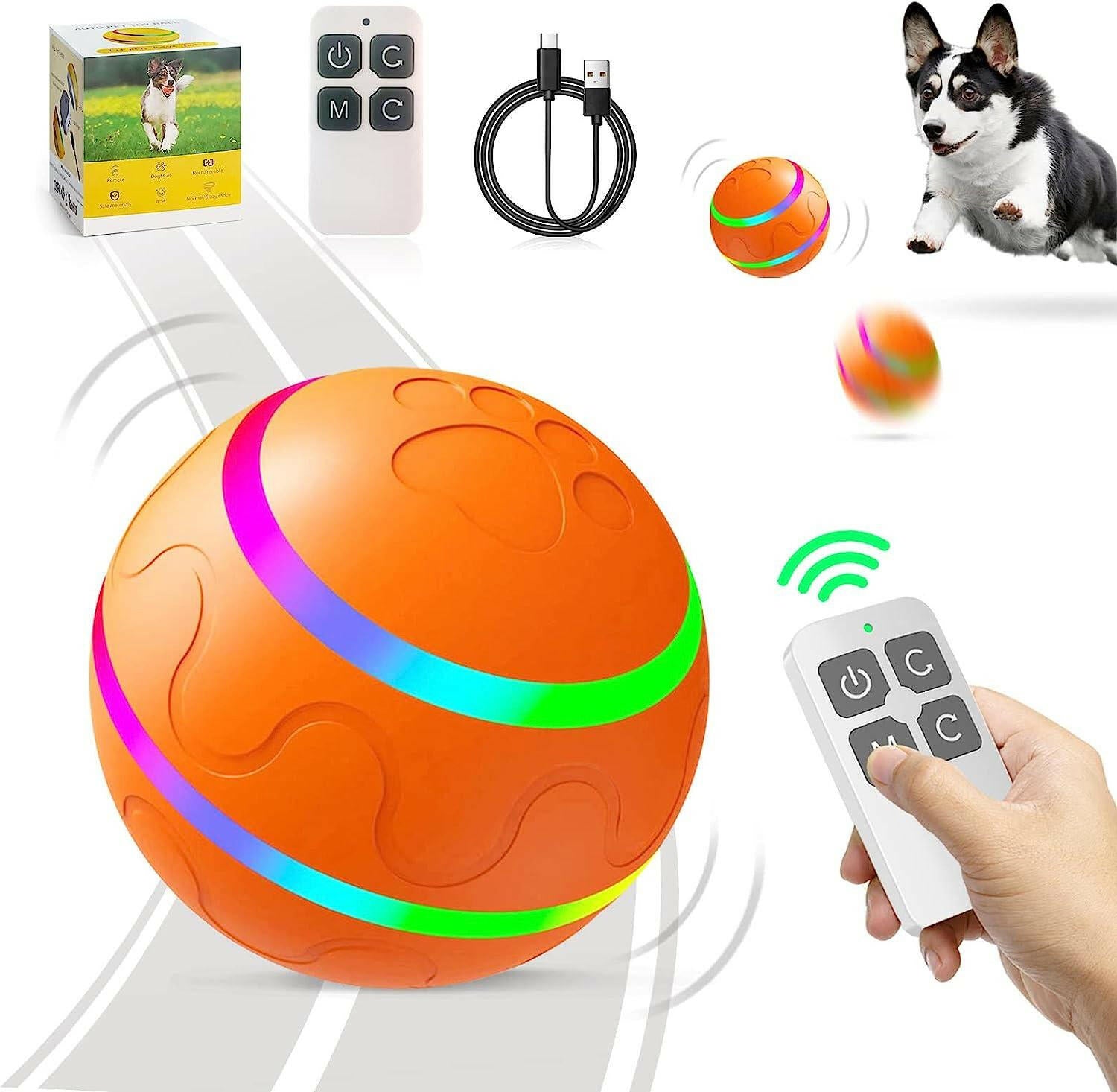 Smart Interactive Dog Toy Ball for Puppy Indoor waterproof Bite Resistant  Glowing Remote Control Cat Dog