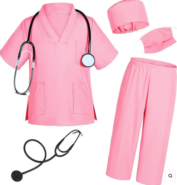 Doctor Costume for Kids: Scrubs Pants with Accessories Set