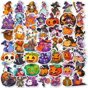 10pcs Halloween Stickers Funny Halloween Pumpkin Lamp Spider Ghost Window Flower Decoration Stickers - Cykapu