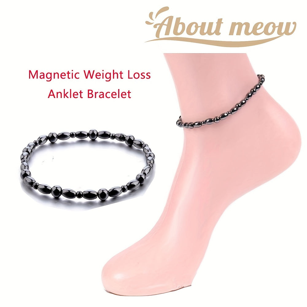 2pcs Magnetic Weight Loss Effective Anklet Bracelet, Suitable For Acupoints Therapy Arthritis Pain Relief Cykapu