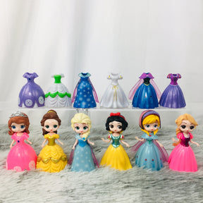 Dress Up Princess Toys Changeable Dolls Frozen Princess Twister Dolls 6PCS - Cykapu