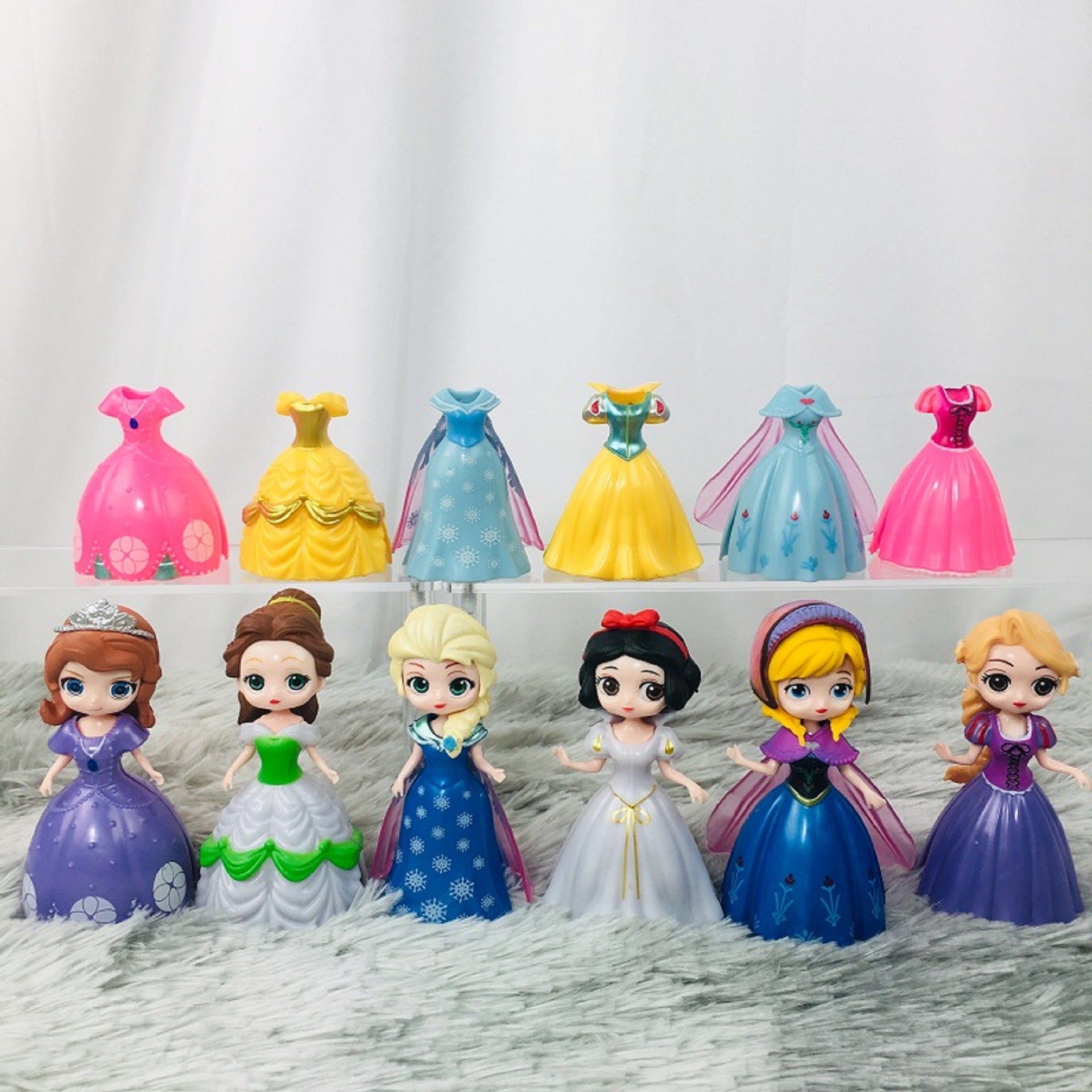 Dress Up Princess Toys Changeable Dolls Frozen Princess Twister Dolls 6PCS - Cykapu