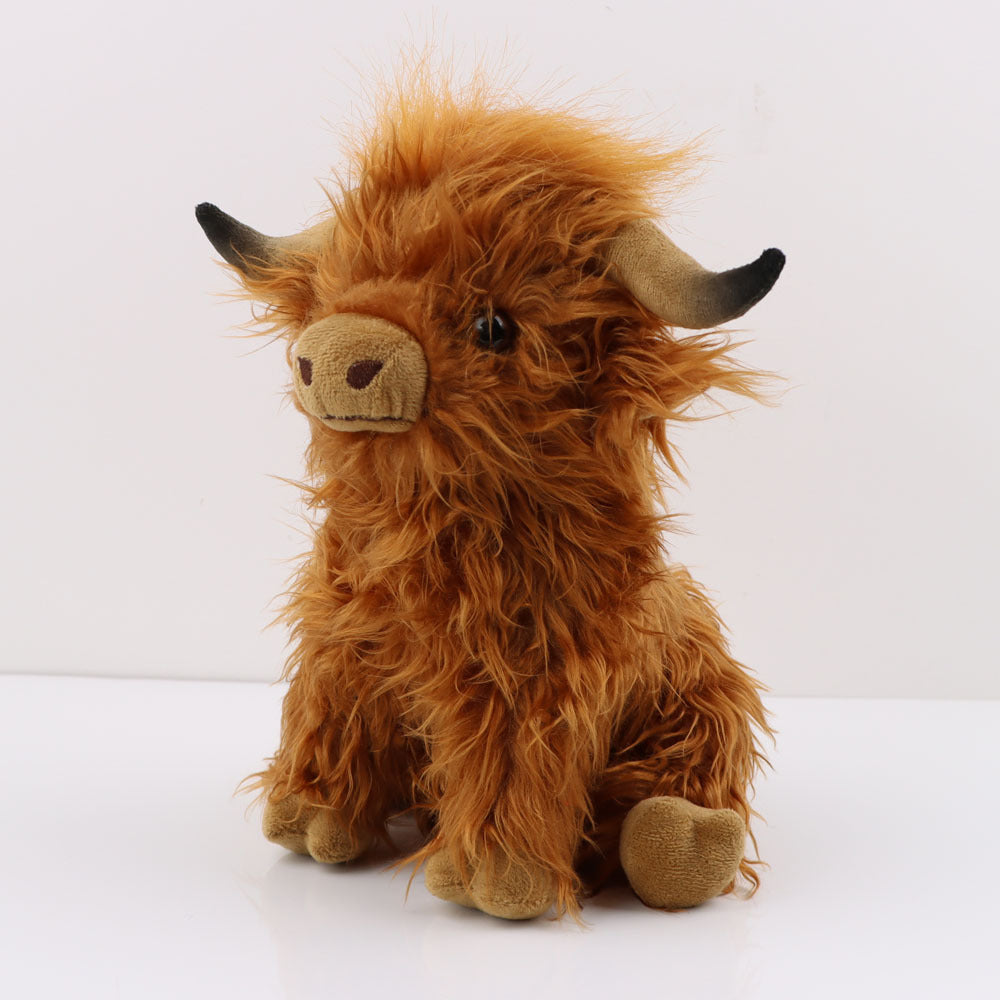 Cuddly 27CM/11'' Highland Cow Plush Toy - Kyloe Stuffed Animal Dolls Perfect Halloween Deco - Cykapu
