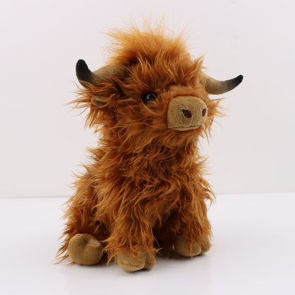 Cuddly 27CM/11'' Highland Cow Plush Toy - Kyloe Stuffed Animal Dolls Perfect Halloween Deco - Cykapu