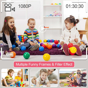 1080P Kids Digital Camera, Color Toy Kids Rechargeable Camera With 2 Inch Screen 13MP 32GB Card Christmas - Cykapu
