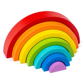 Montessori Arch Bridge Rainbow Building Blocks Wooden Toys Baby Early Education Color Cognitive Blocks Toy
