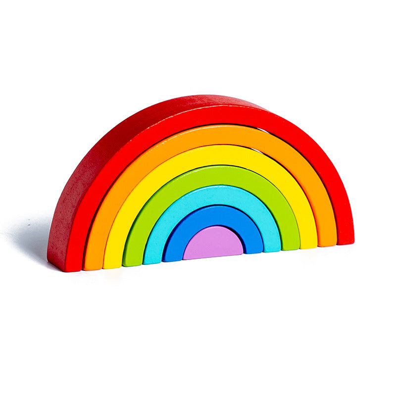 Montessori Arch Bridge Rainbow Building Blocks Wooden Toys Baby Early Education Color Cognitive Blocks Toy - Cykapu