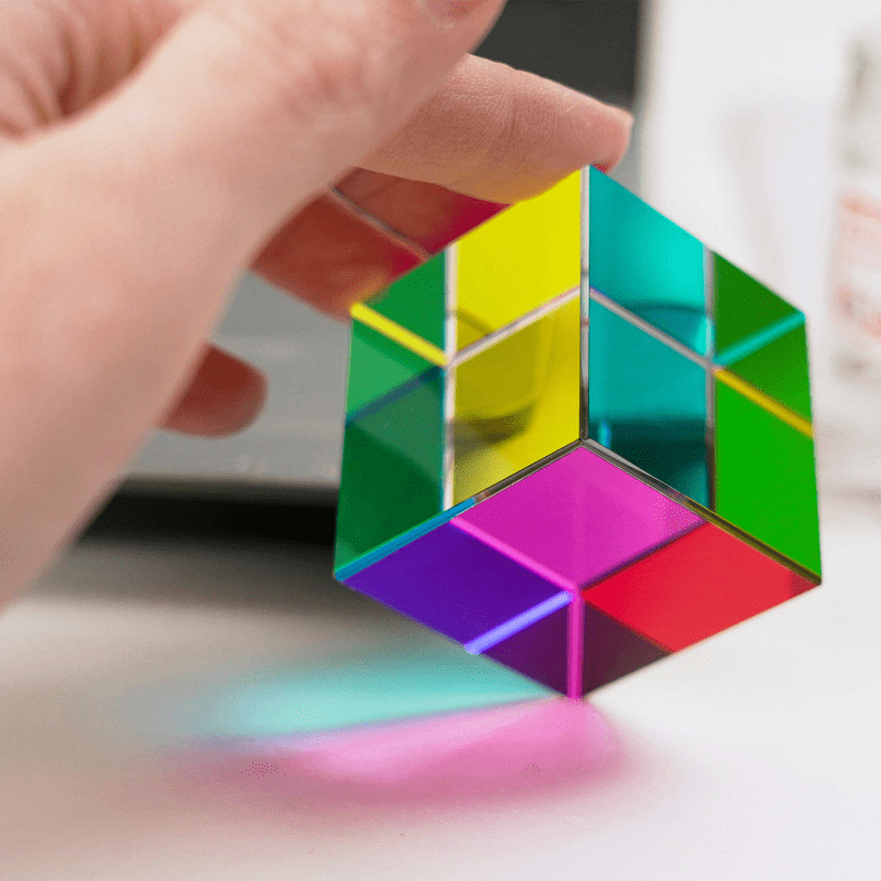 Colorful Cube Prism 30mm Crystal Cube Ornament Decoration Color Cube Crystal Craft Night Light Furniture Ornament - Cykapu