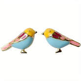 Golden Plated Bird Enamel Stud Earrings For Women - Cykapu