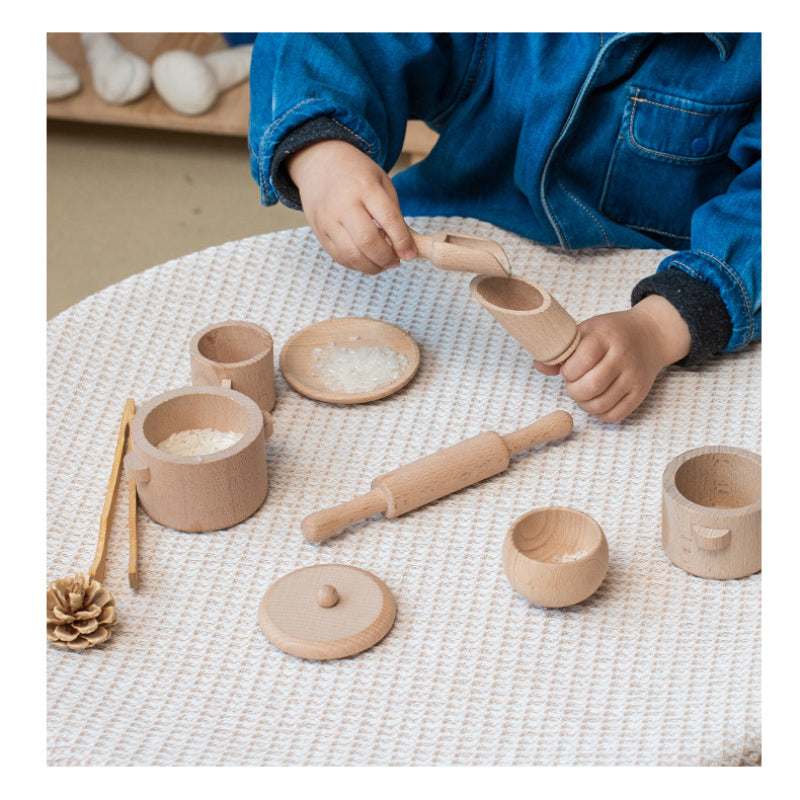 Children's Montessori Sensory Enlightenment And Puzzle Set: Simulated Kitchen, Tea Set, Family Experience, Half Early Childhood Education Wooden Toys