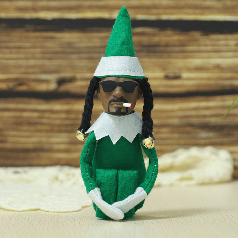 Resin&Fabric Black Doll Home Creative Green Christmas Hat FigureTable Decoration, Hip Hop Plush Doll - Cykapu