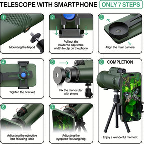 80X100 High Definition Monocular Telescope, Zoom Long-Range & Capture Stunning Views With Tripod