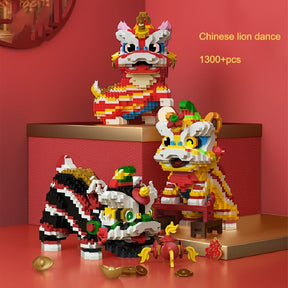 Build Your Own Chinese Lion Dance Ornaments - Creative Series Chinese Style Building Blocks - Cykapu