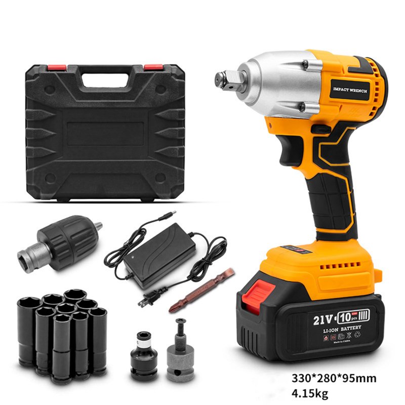 2-in-1 Cordless Impact Wrench Screwdriver 21V 3000mah 3ah Fast Charging Battery with LED Indicator Yellow Cykapu