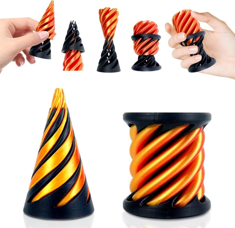 2 Pack Impossible Cone Pyramid Passthrough Sculpture Fidget Toys Adults, 3D Printed Spiral Cone Toys for Kids - Stress Relief Desk Toy, Impossible Spiral Anxiety Relief Toys Decoration for Desk - Cykapu