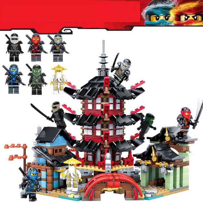 Ninja Temple Building Set -Compatible with Lego Ninja City Set, 6 Ninjas, Children's Pretend Ninja Kit 810 Pieces