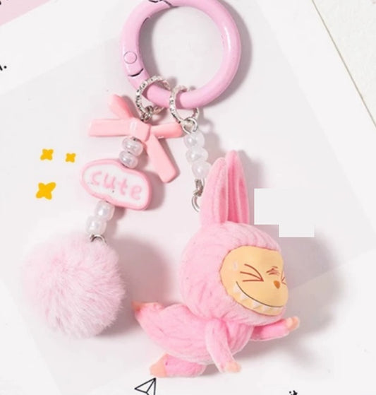Flocked Mini Confident Labu Keychain 5CM Lazy Yoga