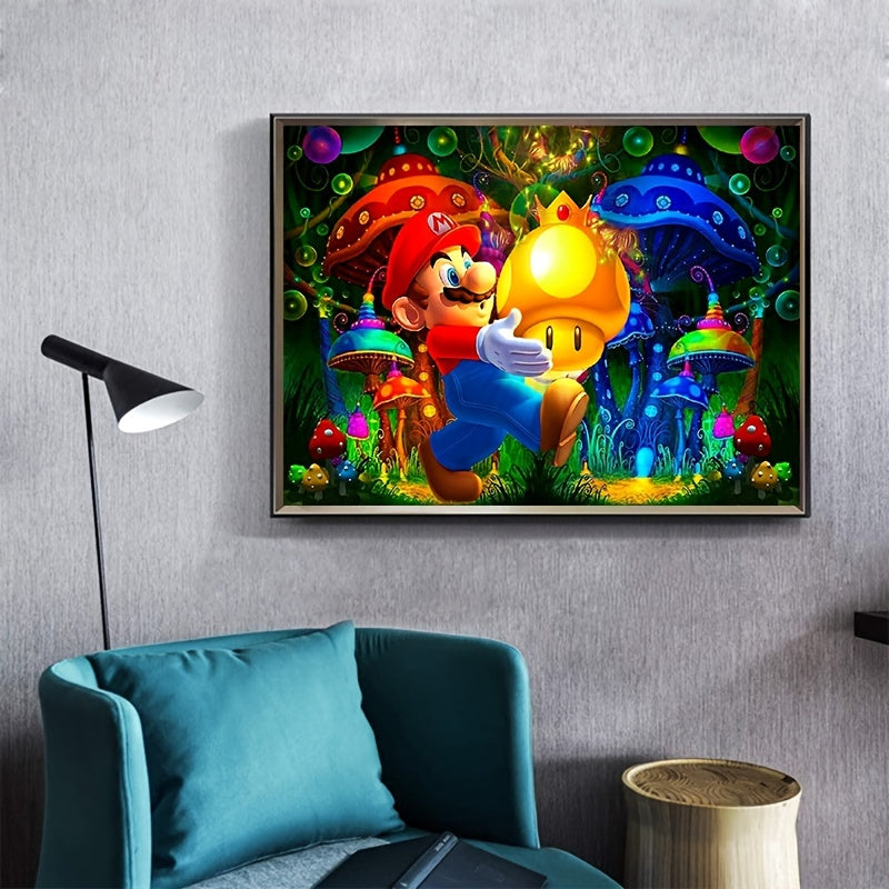 Cartoon Character Mushroom Diamond Painting Kit, 7.8*11.8in Adult Beginner DIY Painting, DIY Full Rhinestone Painting Picture Art Crafts, Used For Home Wall Art Decoration For Parents-child Family Time - Cykapu