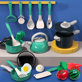 Kitchen Toys Accessories For Kids, Pretend Cooking Game Set For Toddlers, Includes Pots And Pans, Cookware Toys