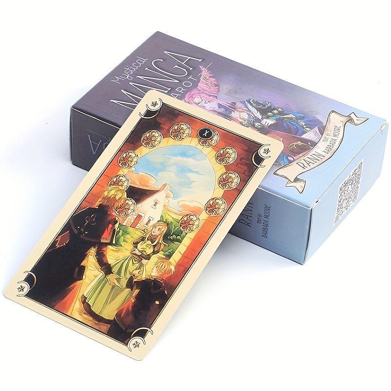 Mystical Manga Tarot Deck Game, Board Game, English Playing Cards Toys, Scan QR Code To Get Instructions