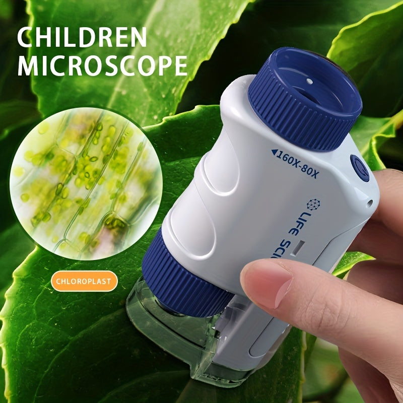 Handheld Microscope Kit With LED Light, 60X-120X Or 80-160X Biological Science Educational Toy