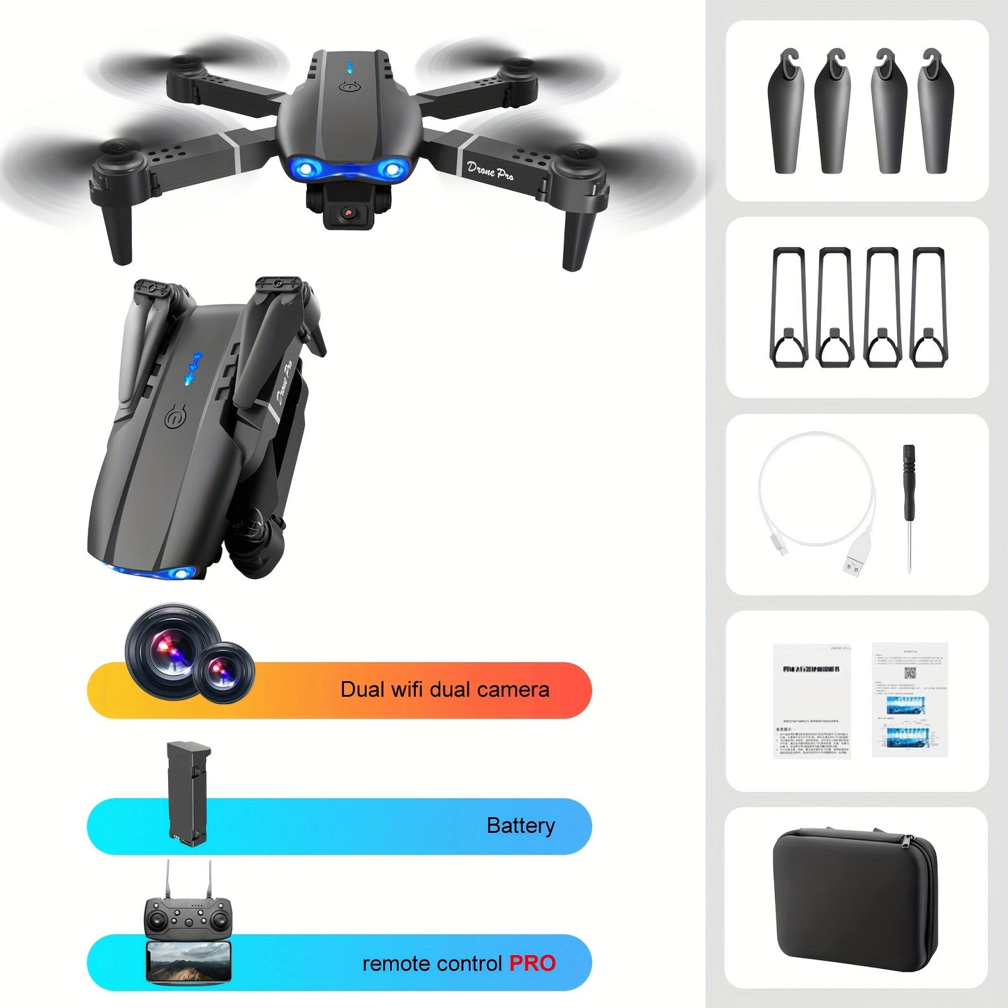 E99 Drone With Camera, Foldable RC Quadcopter Drone,Remote Control Drone Toys - Cykapu