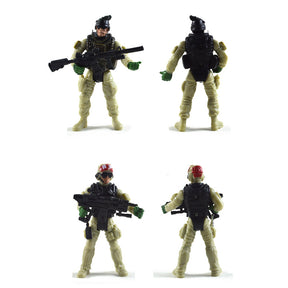 4 inch military soldier model 6 soldier model with articulated movable American soldier with weapons